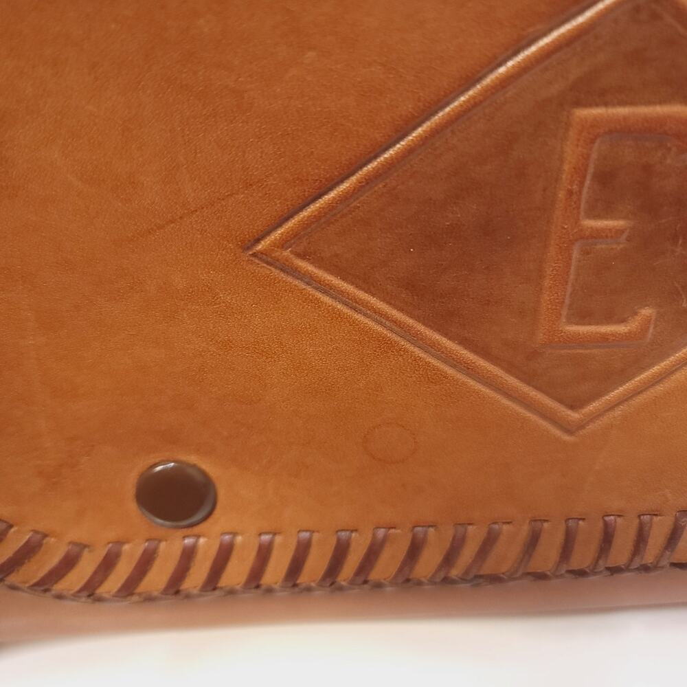 Leather Bag Case Pouch Book Holder Small Pencilcase Artist Brown Embossed Bible - Picture 6 of 11